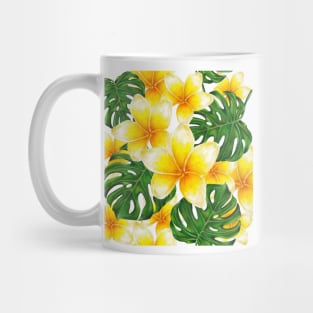 Plumeria with Monstera Leaves Mug